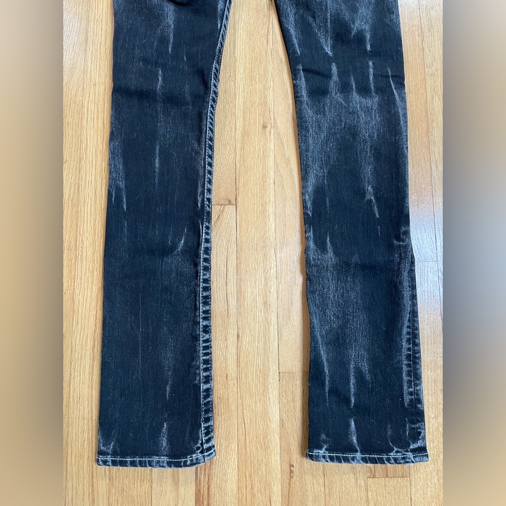 Rare Women's True Religion Slim Straight Black Marbled Denim Jeans 25 ✨NEW✨ - Picture 6 of 10